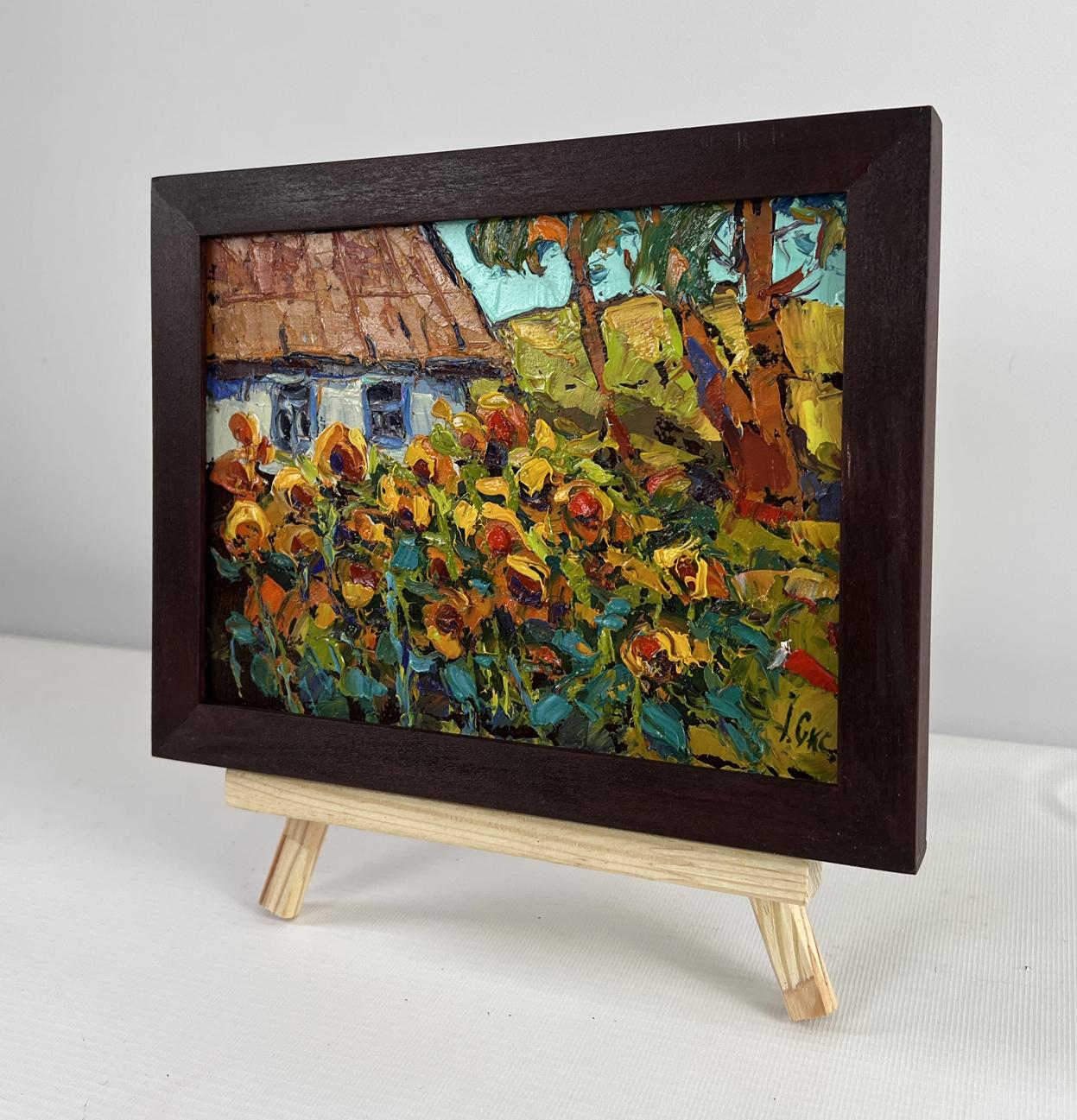 Oil painting Yellow song of summer by Oksana Ivanyuk in wooden frame