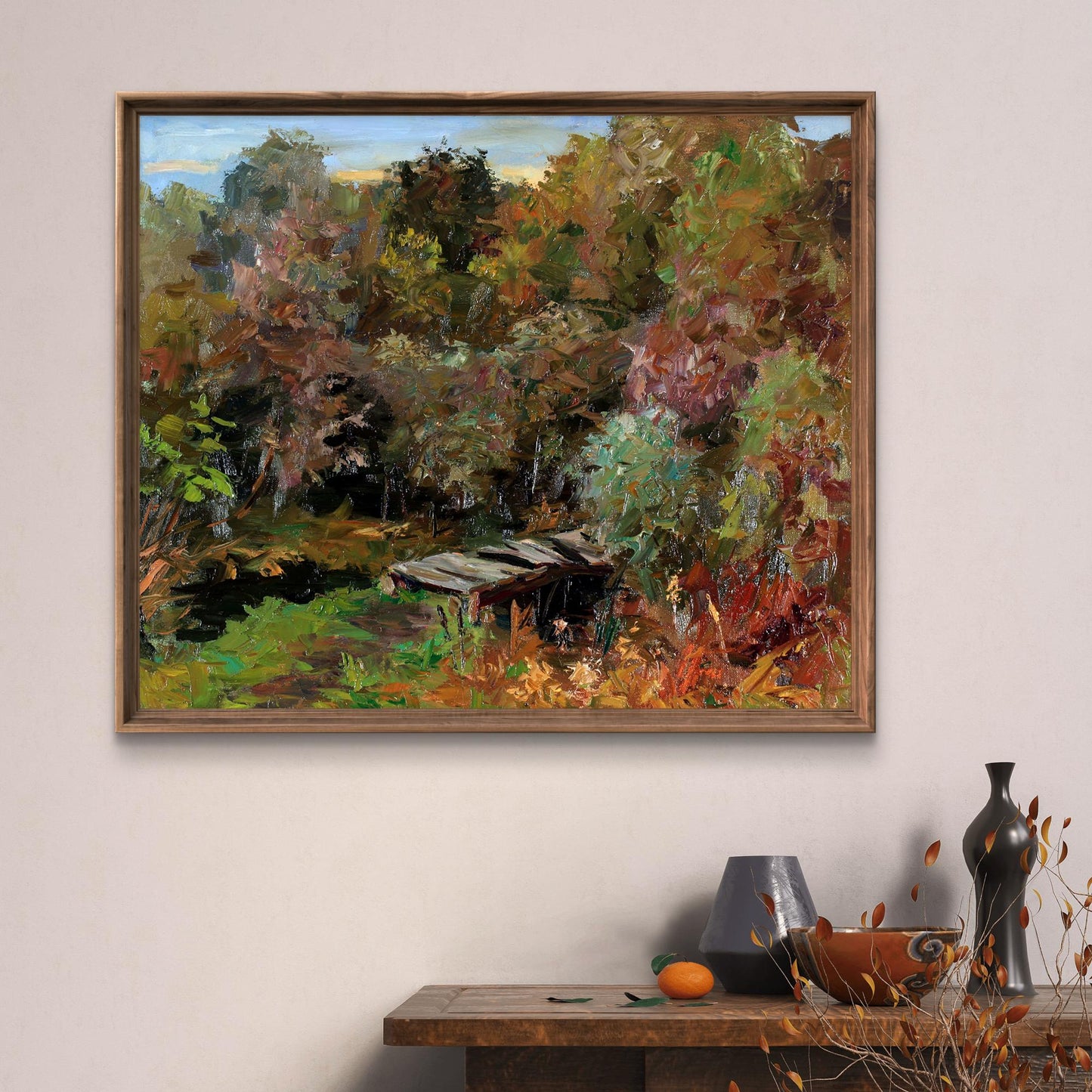 Oil painting Masonry Boris Serdyuk: rustic autumn woodland scene