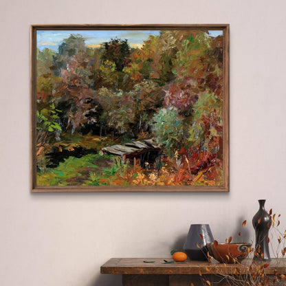Oil painting Masonry Boris Serdyuk: rustic autumn woodland scene