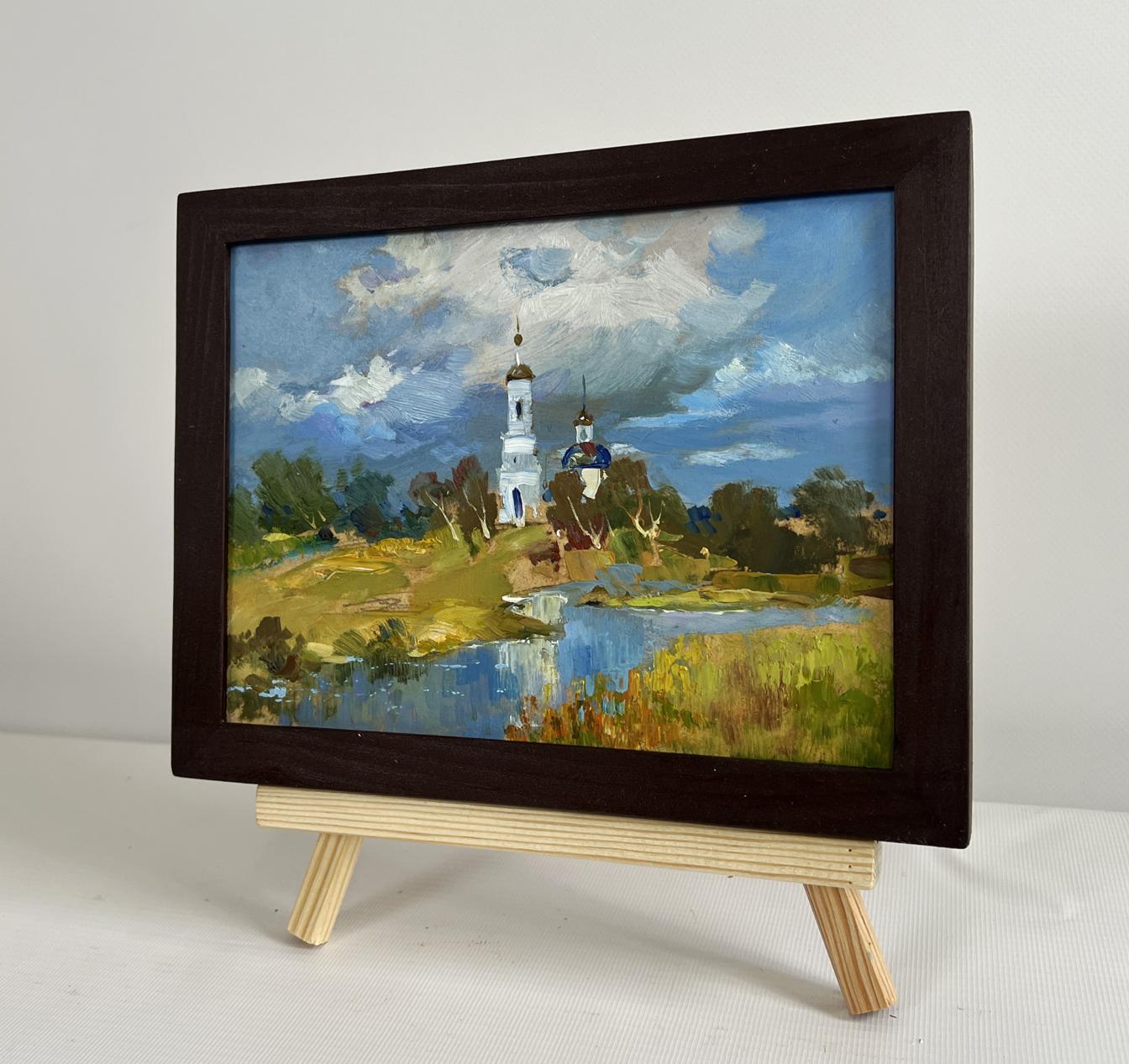 Oil painting Golden domes of the church Yuriy Suprunchuk serene landscape