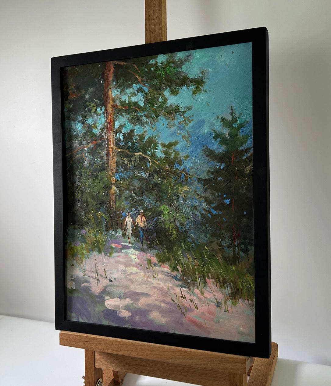 Oil painting Walk in the forest by Yuriy Suprunchuk on wooden easel