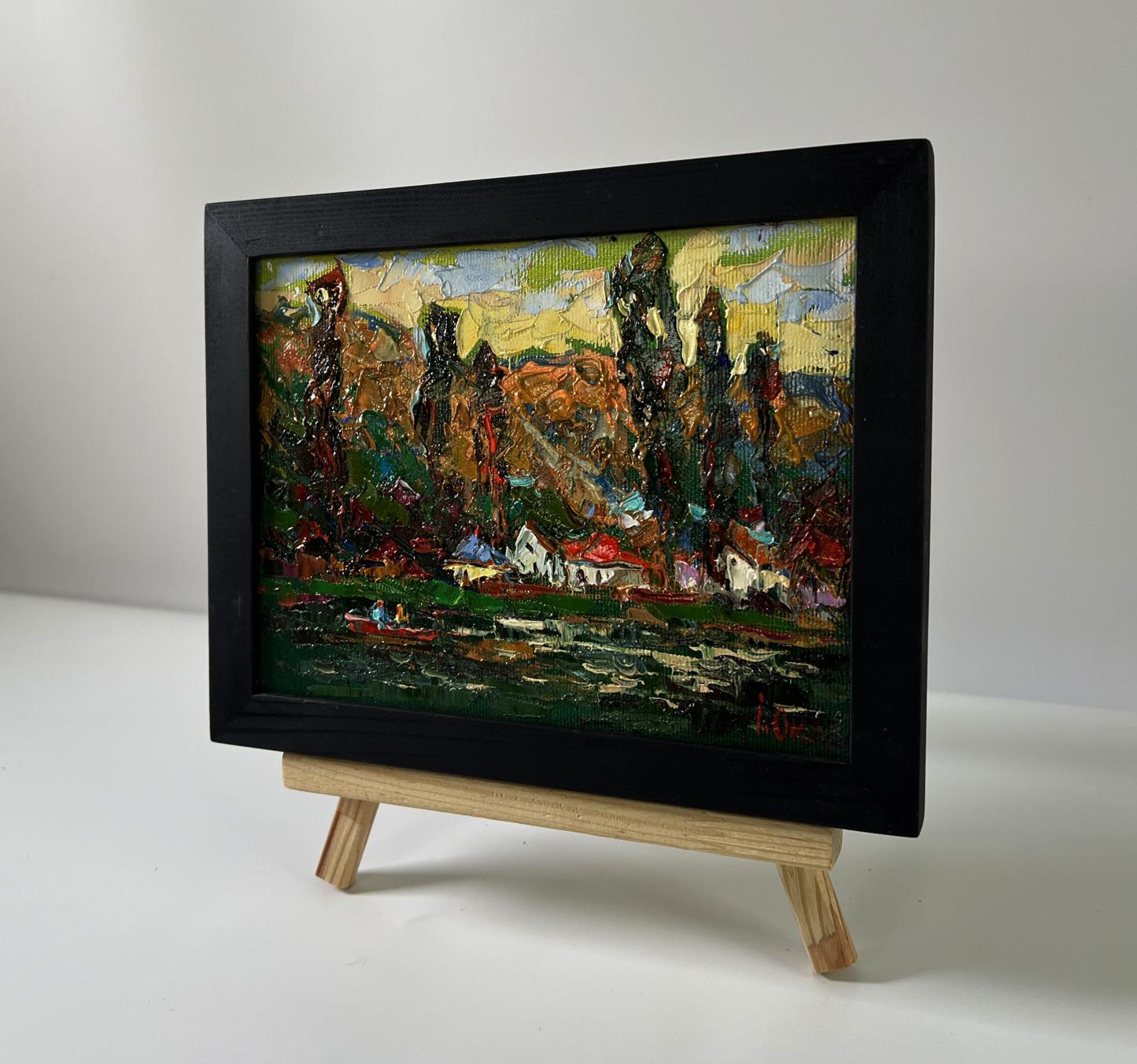 Oil painting Walking around the village lake by Oksana Ivanyuk