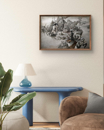 Framed black-and-white Music’s Caprice by Yuriy Laptev artwork