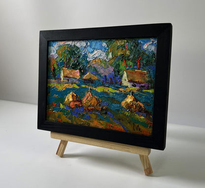 Oil painting Morning Country Breeze by Oleksiy Ivanyuk in black frame