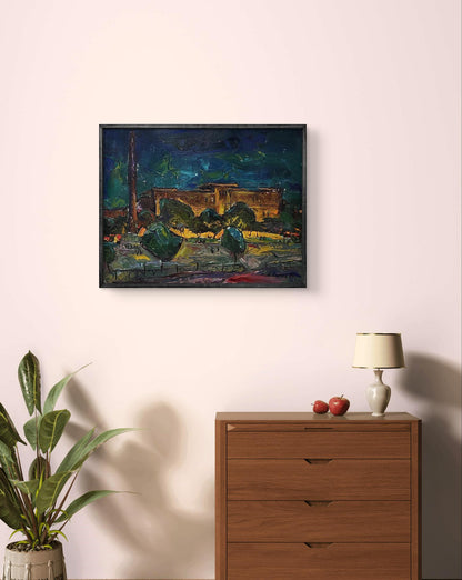 Oil painting Night Istanbul by Oleksandr Andreev, framed abstract landscape