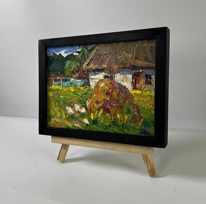 Oil painting Village courtyard by Oksana Ivanyuk, rustic scene