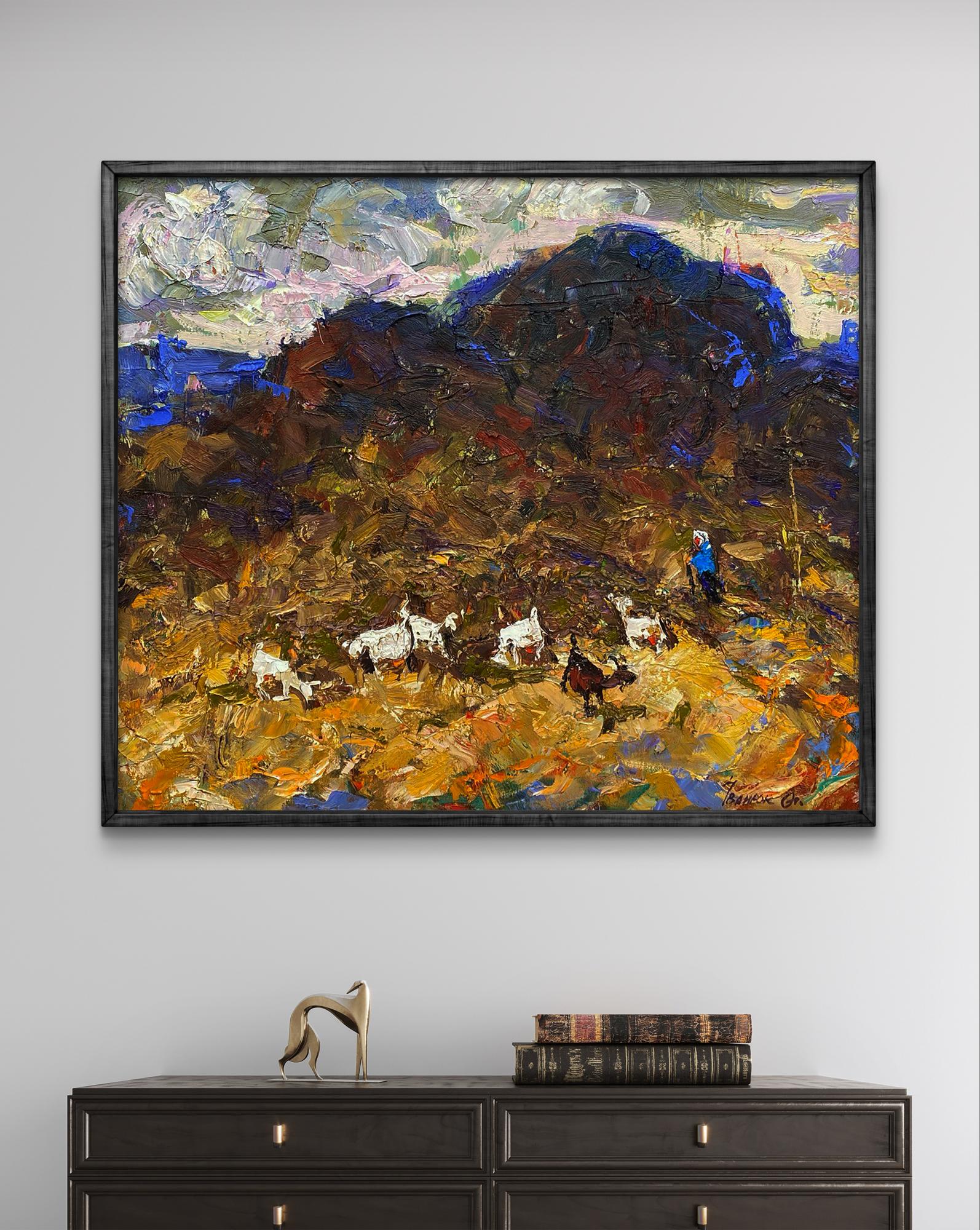 Framed Oil Painting In the Foothills by Oleksiy Ivanyuk, textured landscape