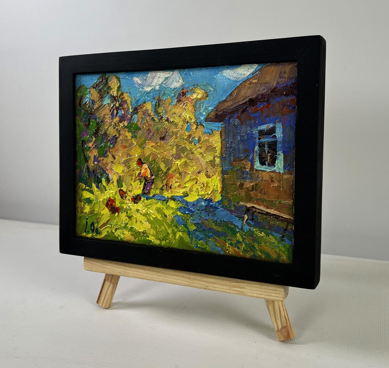 Oil painting The sun in the field by Oleksiy Ivanyuk in black frame