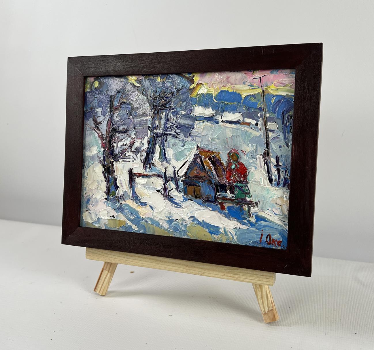 Oil painting The icy breath of the morning by Oksana Ivanyuk snowy landscape