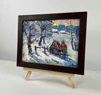 Oil painting The icy breath of the morning by Oksana Ivanyuk snowy landscape