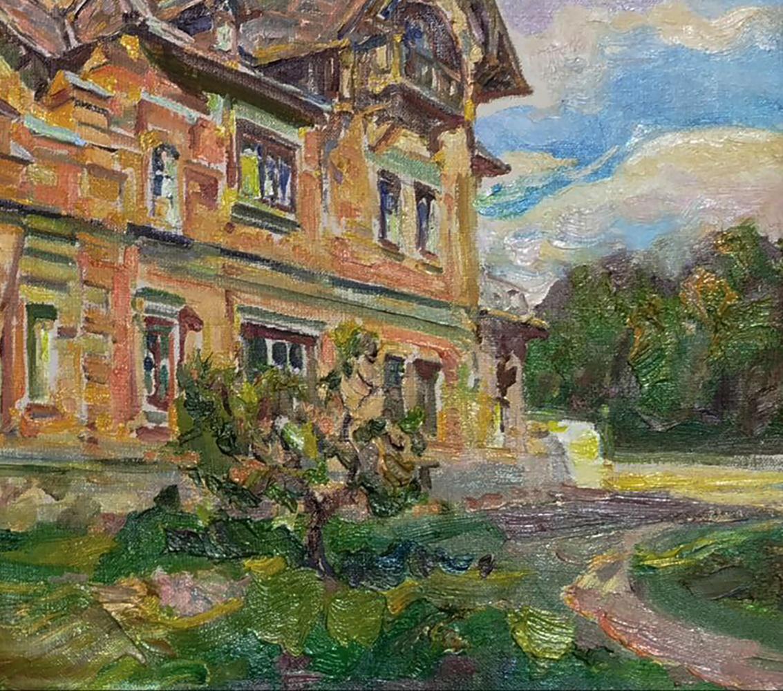 Oil painting of West side of the house by Leonid Pavlenko
