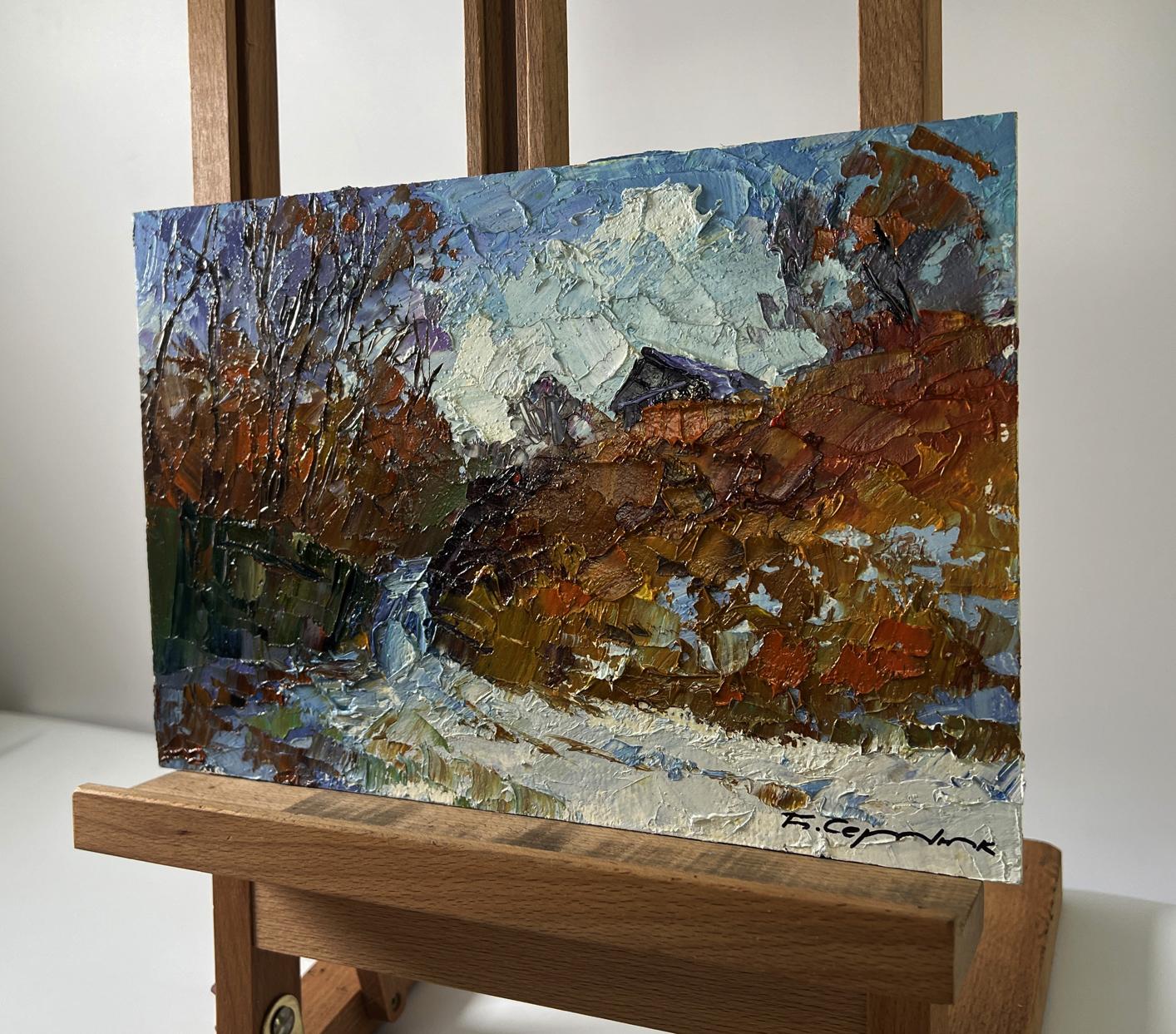 Oil painting House on the hill by Boris Serdyuk autumn landscape