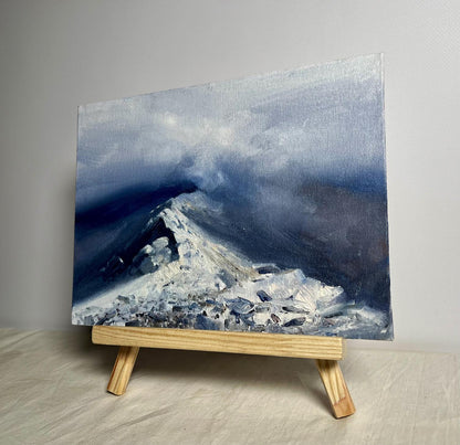 Oil painting Snow storm in the mountains by Tatyana Derdey, textured canvas