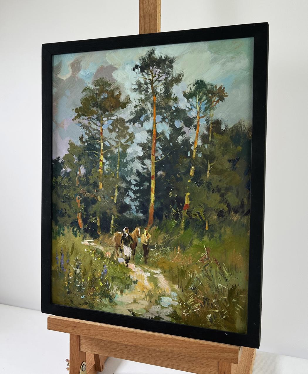 Oil painting Path in the forest by Yuriy Suprunchuk in black frame