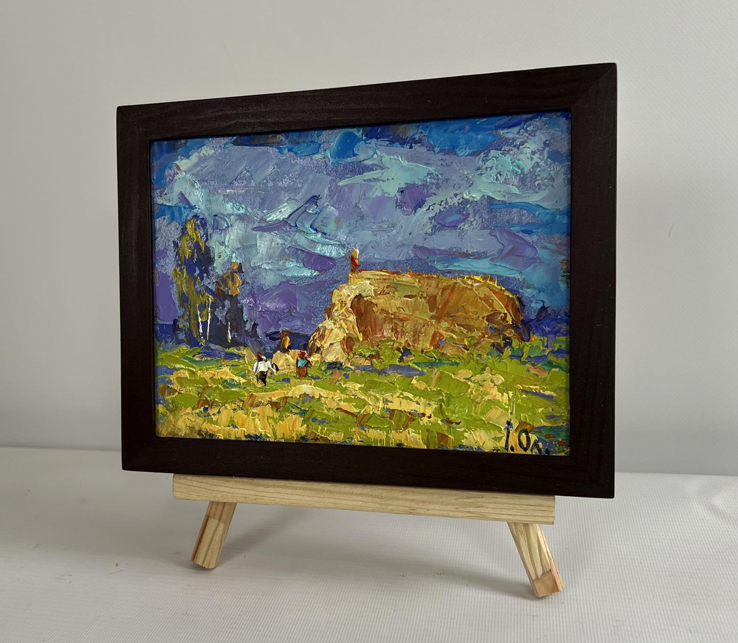 Oil painting Harvesting hay in the field by Oleksiy Ivanyuk