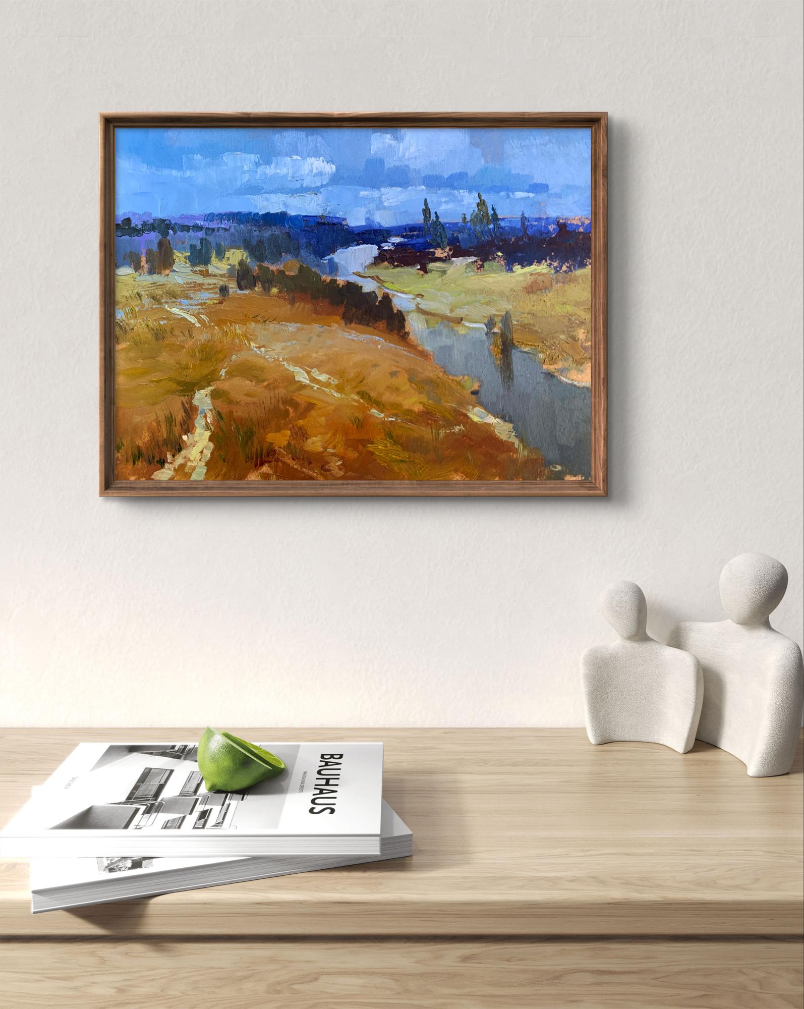 Framed oil painting The river flows into the distance by Yuriy Suprunchuk