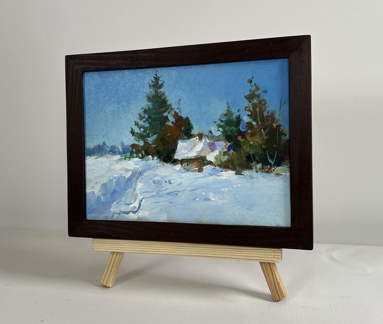 Oil painting House in the Snow by Yuriy Suprunchuk snowy landscape