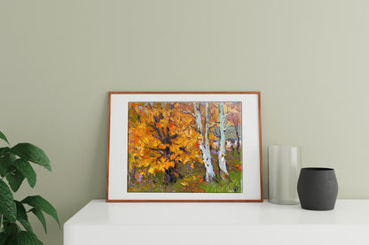 Oil painting Autumn gold by Oksana Ivanyuk in wooden frame