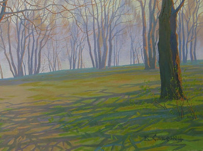 Oil painting Spring meadow by Valery Savenets serene forest scene