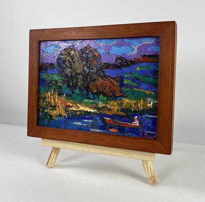 Oil painting In the Evening by the River by Oleksiy Ivanyuk