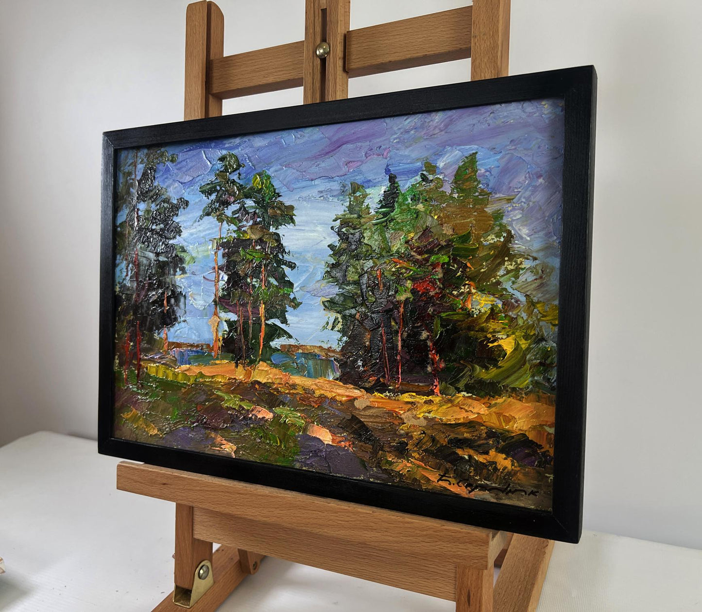 Framed oil painting Silence of Trees by Boris Serdyuk forest scene