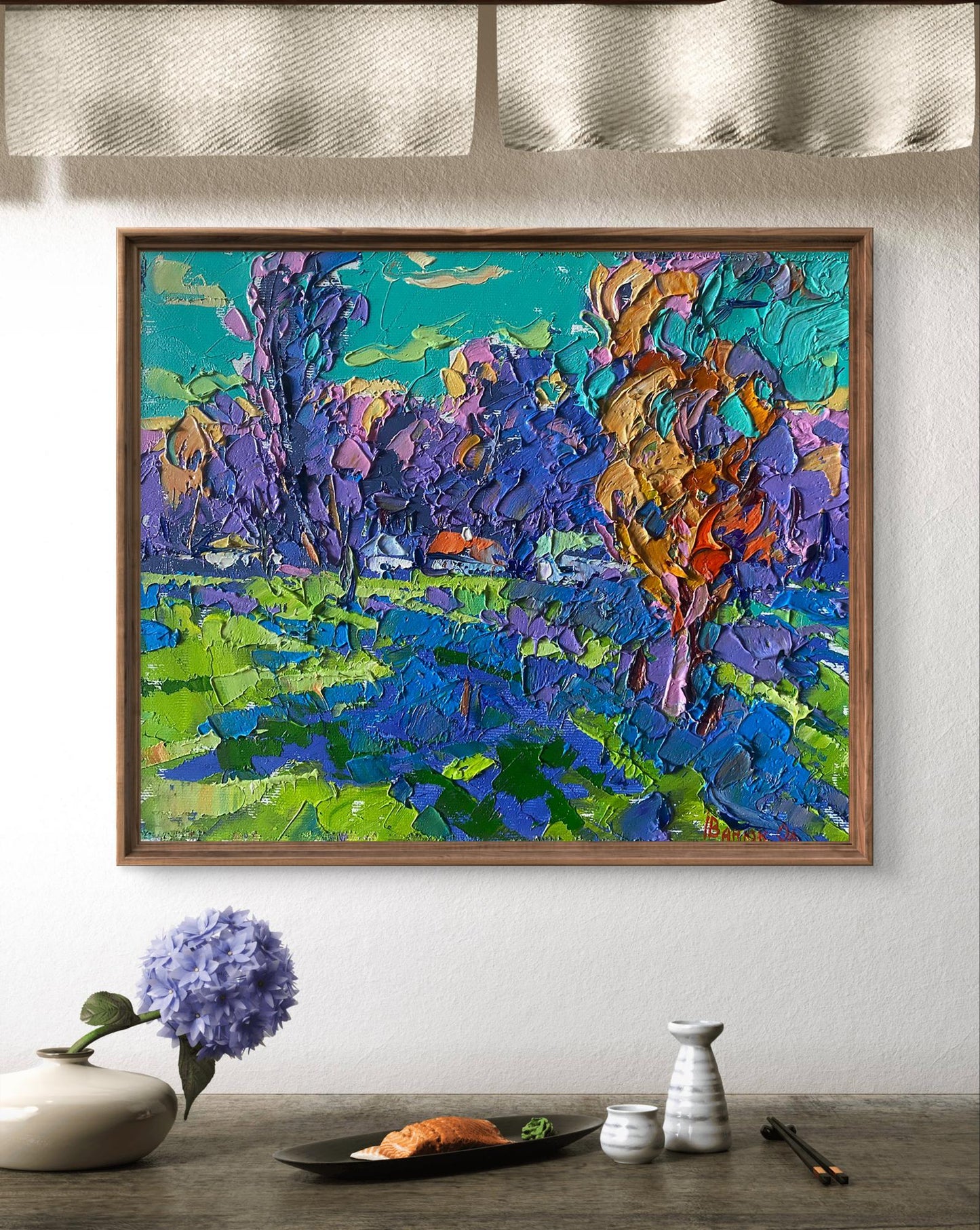 Vibrant Clear Morning oil painting by Oleksiy Ivanyuk in wooden frame