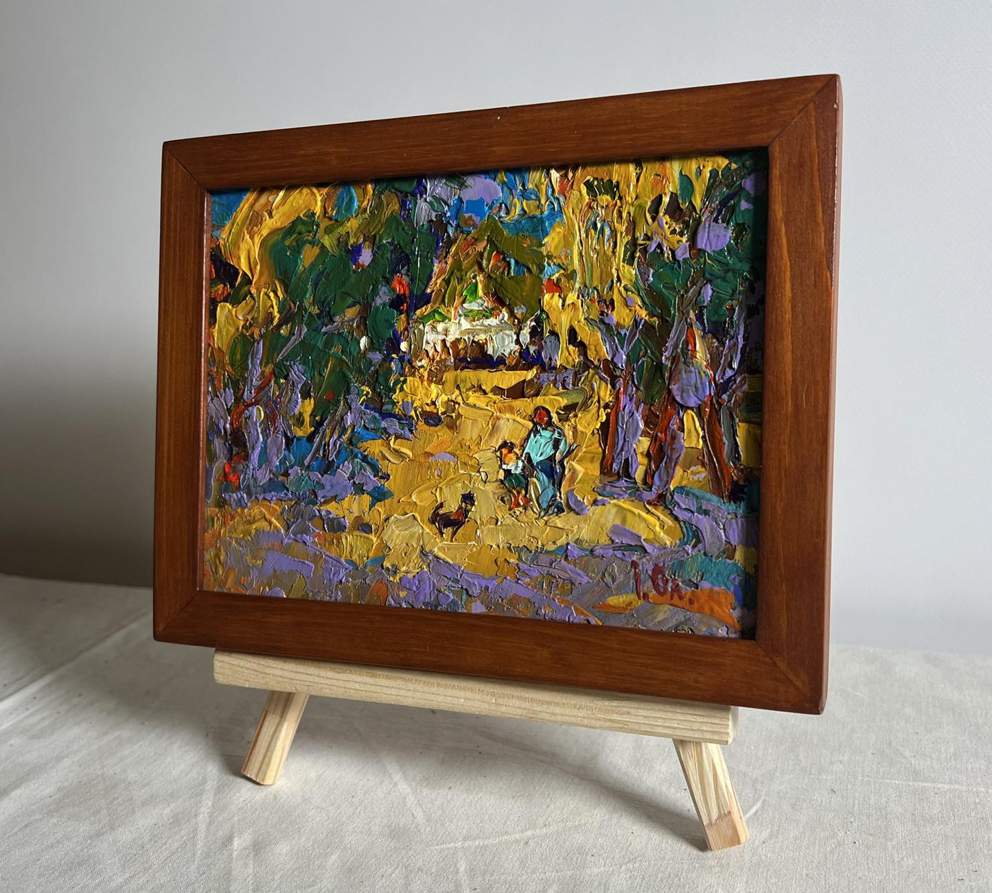 Oil painting Alley in the autumn park by Oleksiy Ivanyuk in wooden frame