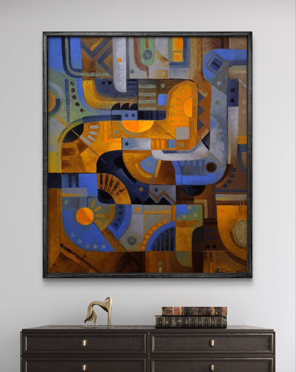 Oil painting October sunshine by Sergiy Voichenko, bold geometric abstract