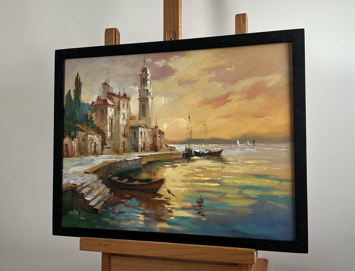 Oil painting The flaming evening horizon by Yuriy Suprunchuk, coastal sunset