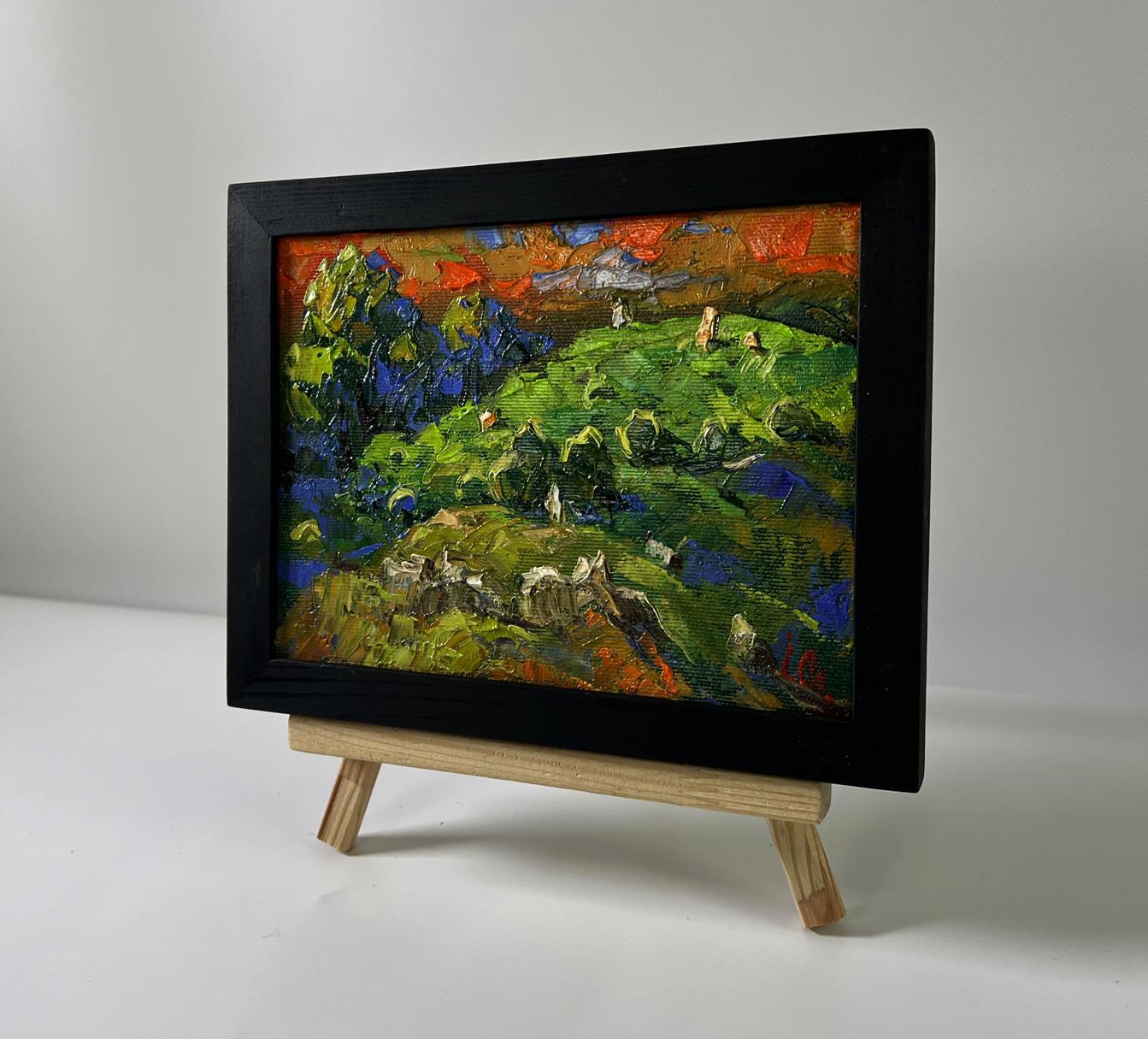 Oil painting Summer forest zone by Oleksiy Ivanyuk in black frame