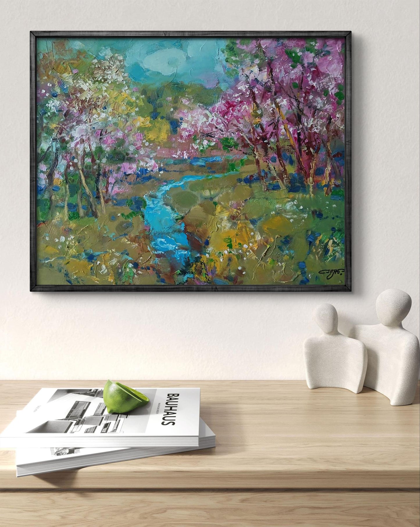 Abstract oil painting Spring stream in the forest by Anatoly Tarabanov