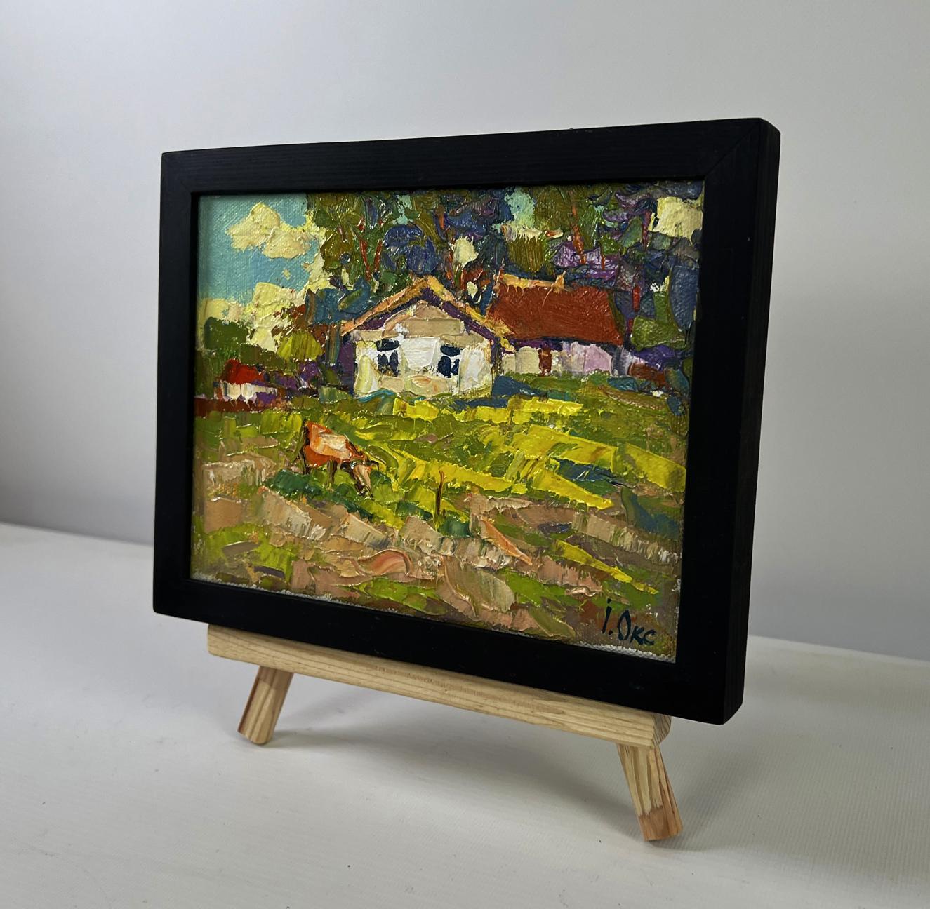 Oil painting Quiet Evening Dreams by Oksana Ivanyuk in black frame