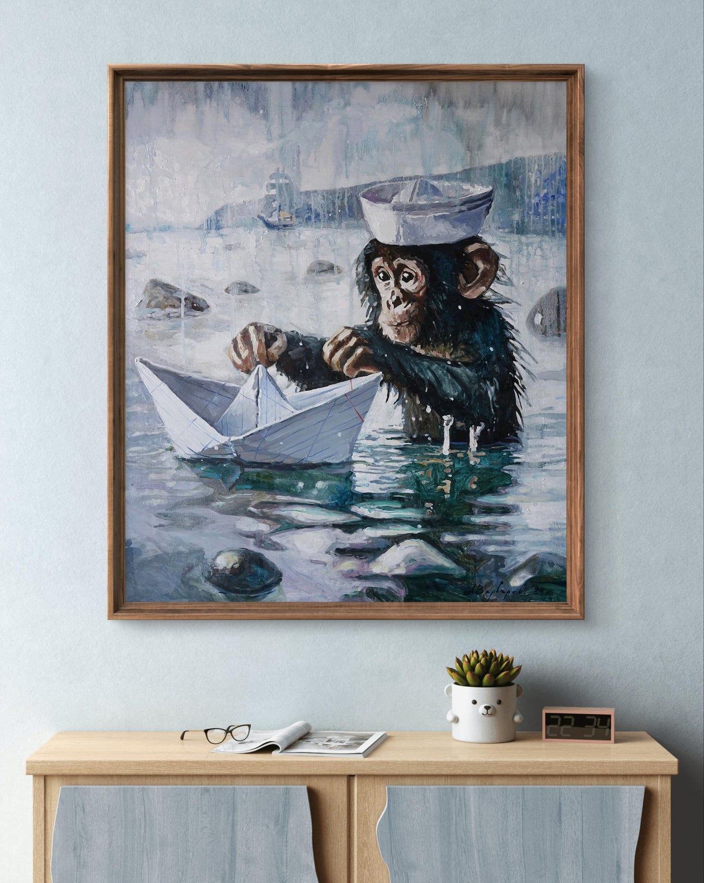 Oil painting Portrait of little monkeys Anatoly Varvarov