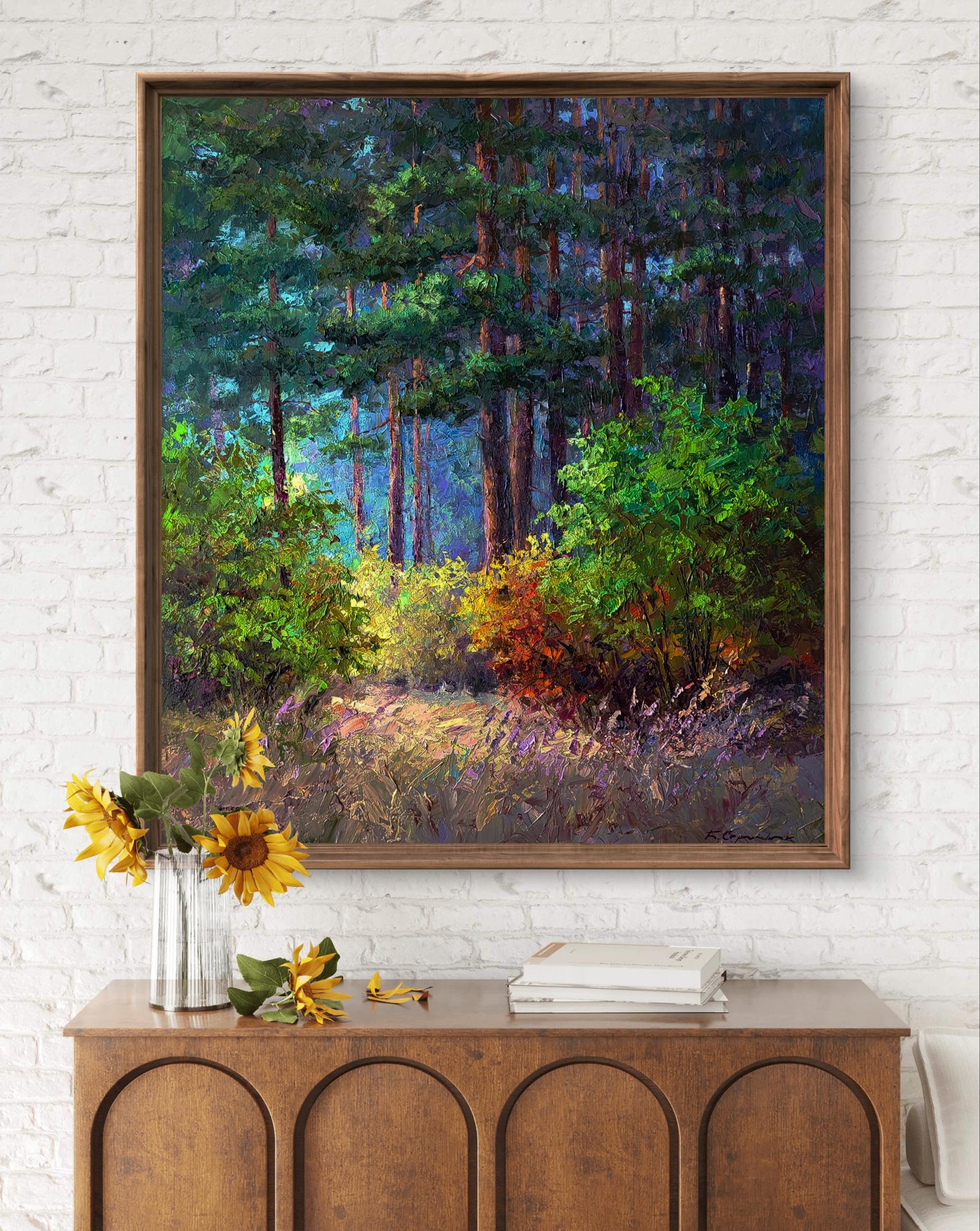 Framed oil painting The beginning of autumn in the forest by Boris Serdyuk