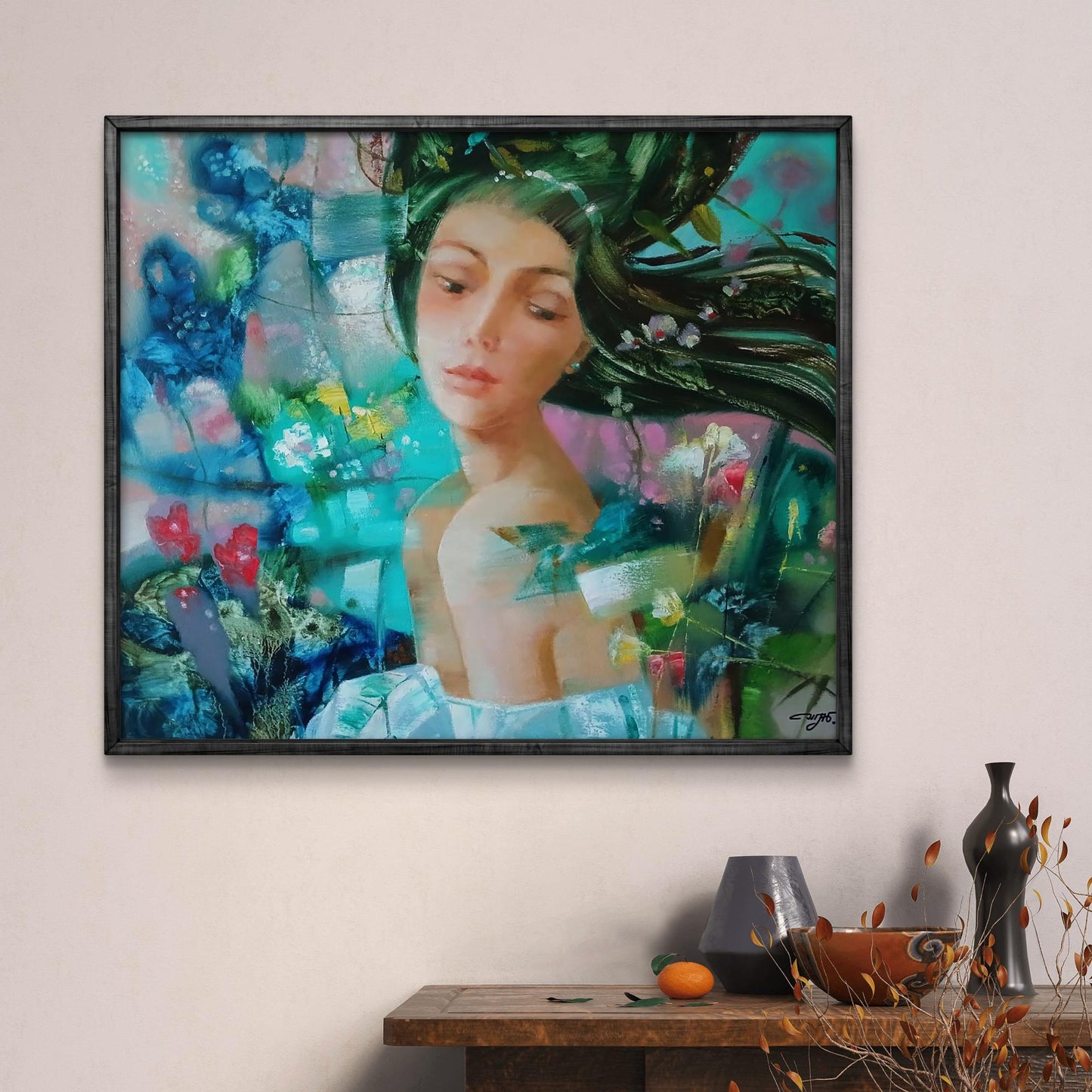 Abstract oil painting The girl is dreaming by Anatoly Tarabanov