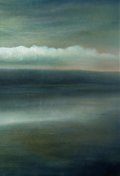 Serene Vasily Korkishko oil painting of misty night sea storm