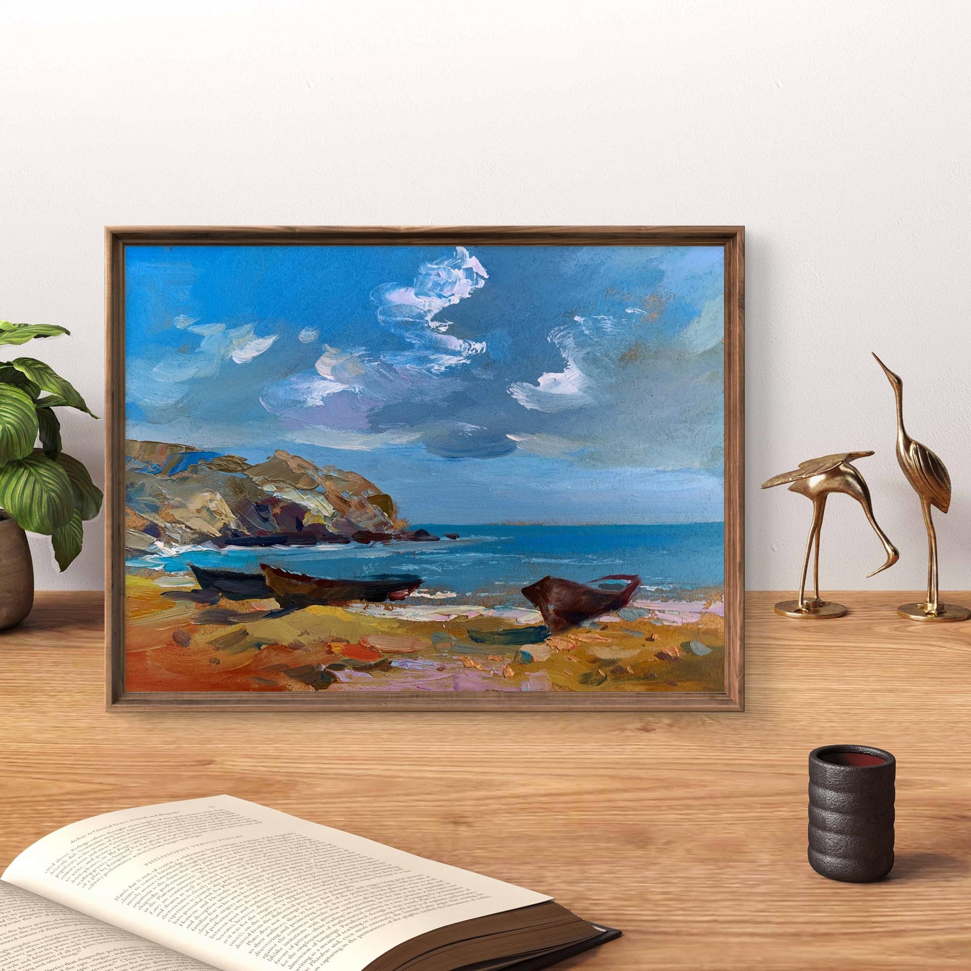 Framed impressionist oil painting Island in the Sea by Yuriy Suprunchuk