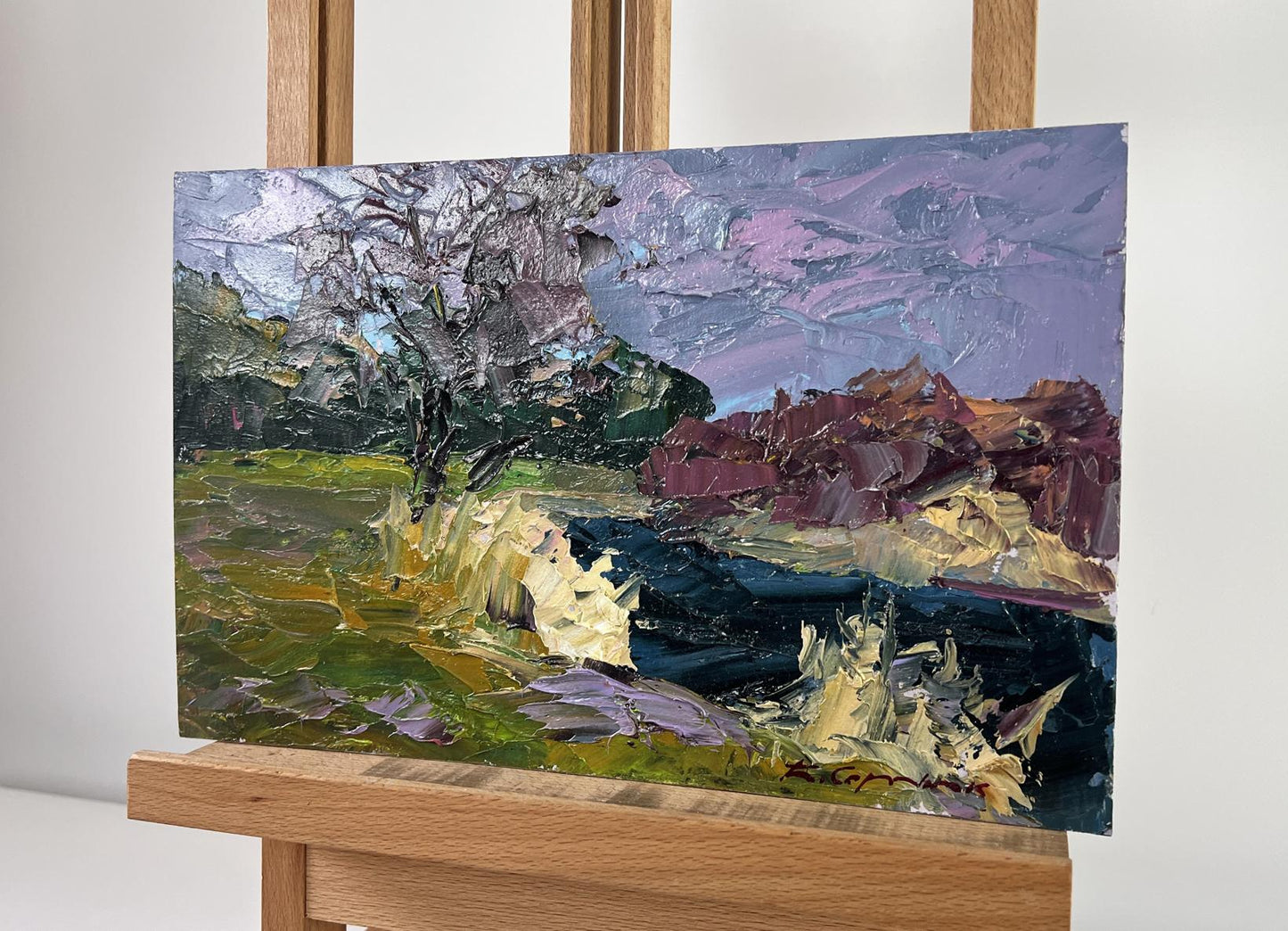 Oil painting Golden autumn in all its glory by Boris Serdyuk on easel
