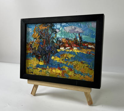 Oil painting Hot summer days by Oksana Ivanyuk in black frame