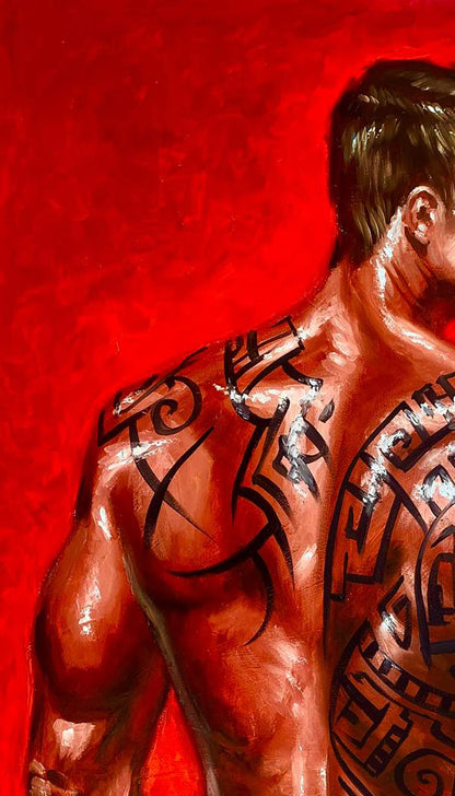 Oil painting Tattooing on an Athletic Body Olena Klimenko