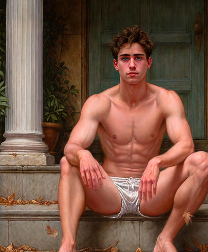 Oil painting A Fleeting Glance Richard Fox