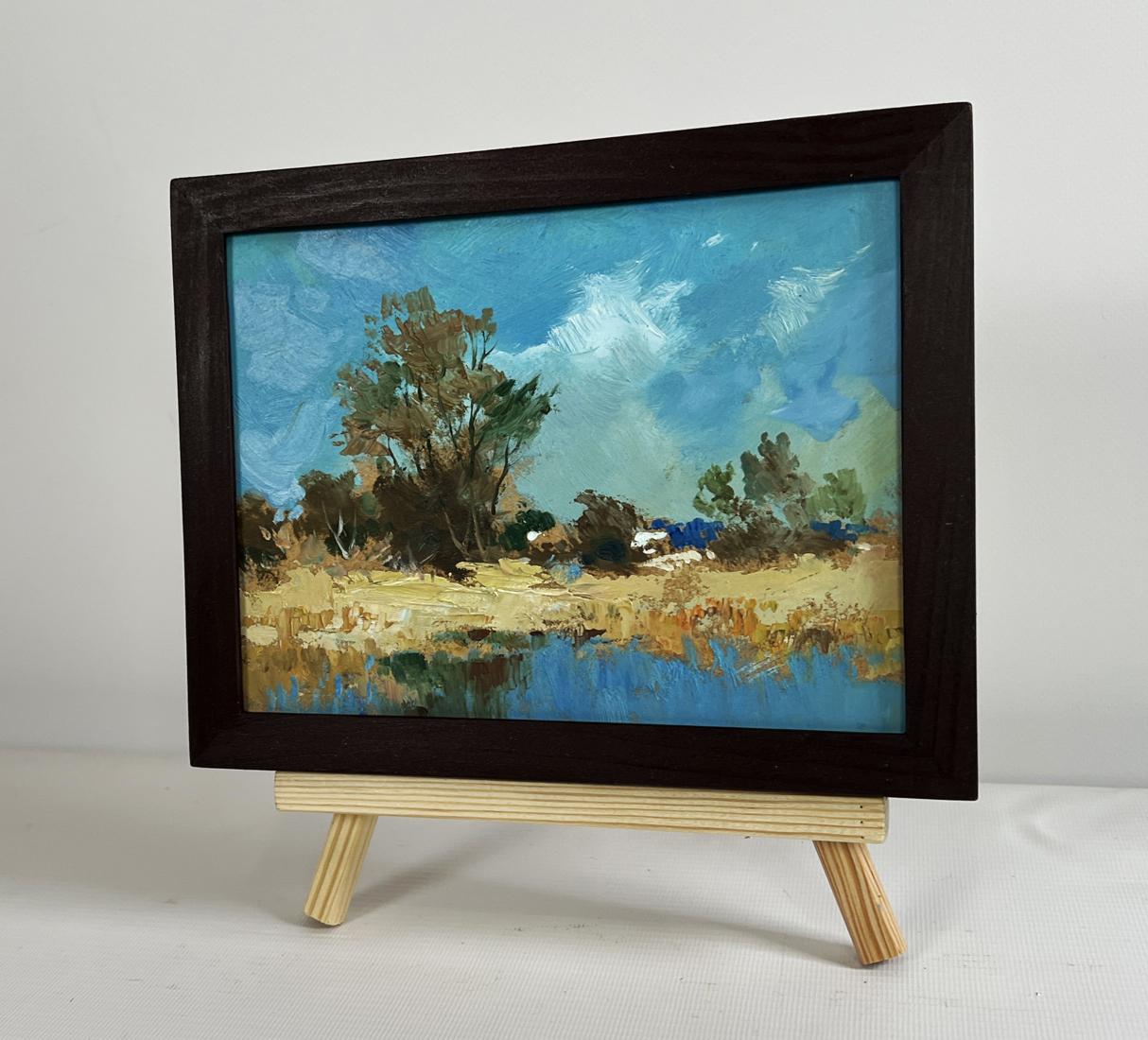 Framed oil painting Walking near the forest pond by Yuriy Suprunchuk
