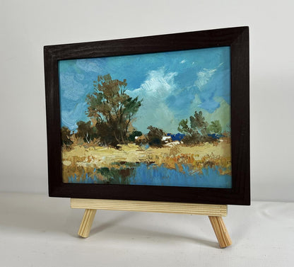 Framed oil painting Walking near the forest pond by Yuriy Suprunchuk