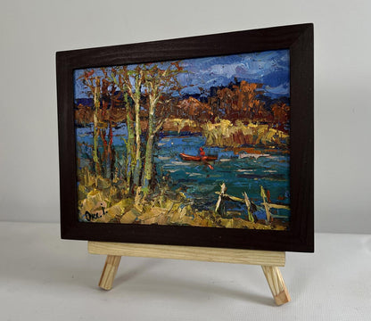 Oil painting Autumn river waters by Oksana Ivanyuk serene scene
