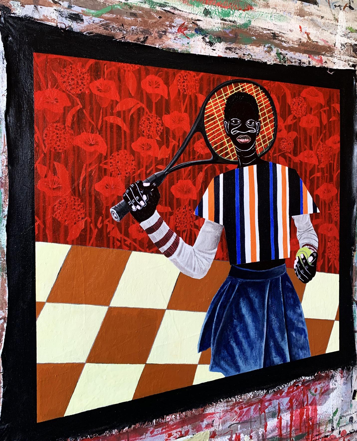 Acrylic painting Focus on the Goal by Akintomide Akinshola tennis player