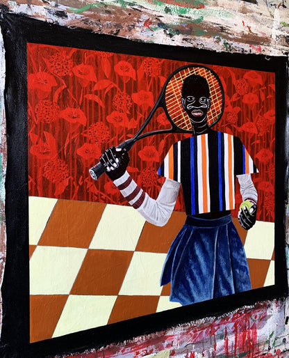 Acrylic painting Focus on the Goal by Akintomide Akinshola tennis player