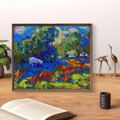 Vibrant In the Evening Field oil painting by Oleksiy Ivanyuk in rustic frame