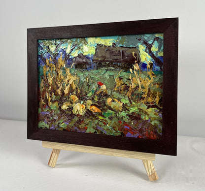 Oil painting The land that gives generosity by Oleksiy Ivanyuk, rustic landscape