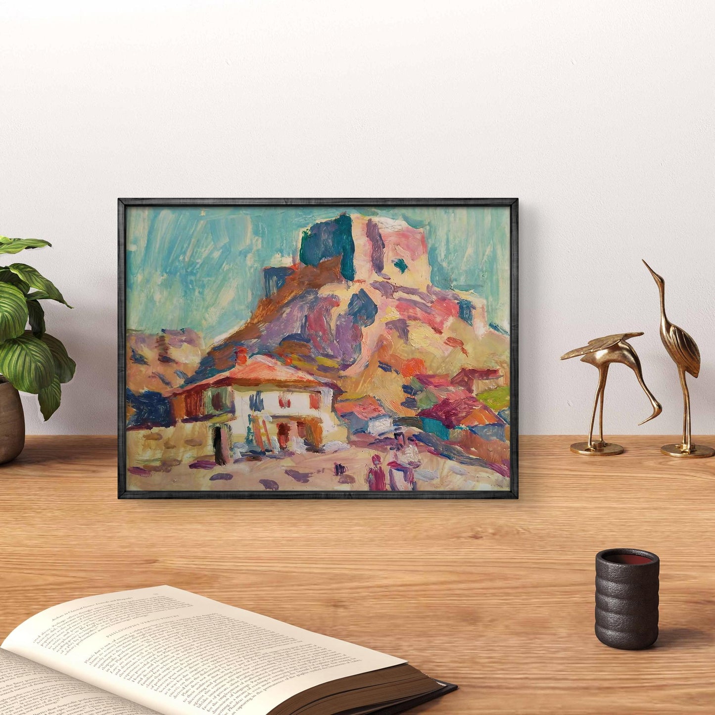Framed Oil painting Central Asia by Yury Konovalov mountain village scene