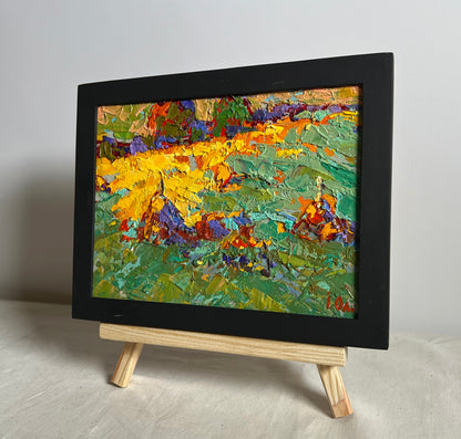 Oil painting The last ray of sunshine by Oleksiy Ivanyuk in black frame